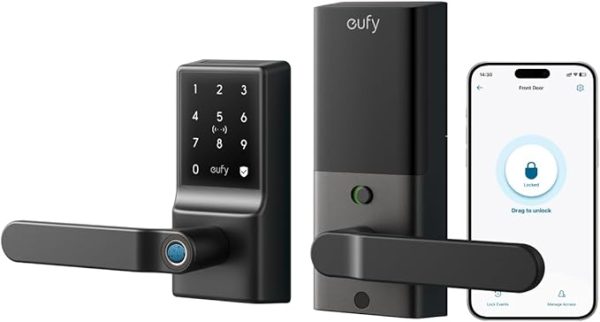eufy Smart Lock C33, Keyless Fingerprint Door Lock with Handle